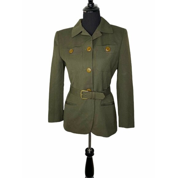 Jones‎ New York Womens Olive Long Sleeve Button Poc - Picture 1 of 6